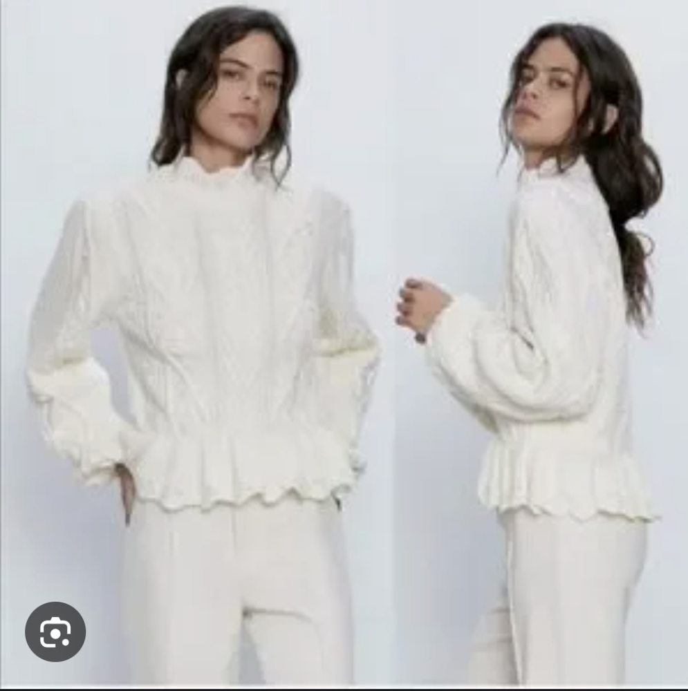 Ruffled Cable Knit Sweater
